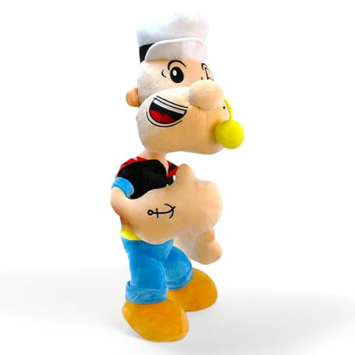 BEMIRO Popeye XXL Plüschtier – 80 cm, Original Lizenzartikel, gestickte Augen & Details, mit Plüsch-Pfeife im Mund