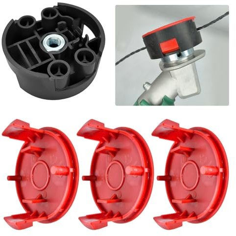 uzoyfoda F016800431 Trimmerfaden für Bosch AFS 23 bis 37 Freischneider, Rasentrimmer-Spulenschnur mit F016F04841 Spulenabdeckung, F016F04839 Basis, 37 cm × 3,5 mm (3 Abdeckungen, 1 Basis)