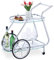 Moderner Servierwagen Chrom Silber mit 4 Rollen und 2 Ablagen - idealer Wagen für Getränke, Gläser und Snacks - Maße 76x76x46cm
