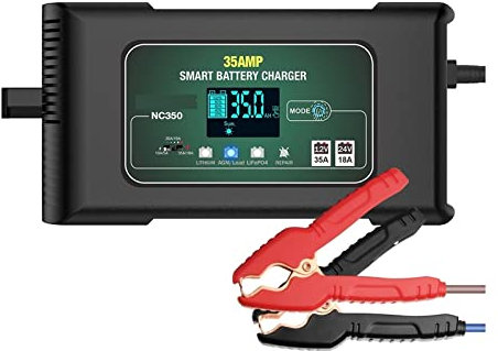 SHEHUALI Autoladegerät, 35A 12V-24V Smart-Ladegerät for Auto-Motorrad-Batterie-Reparatur Auto-Blei-Säure-AGM-GEL-PB-Lithium-LiFePo4-Batterie