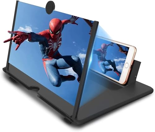 16 Zoll Handy Bildschirmvergrößerung - HD Bildschirmverstärker Bildschirmlupe Handy Lupe Bildschirm Vergrößerer für Smartphone, mit Fresnel-Linse HD Anti-Blau, Ausziehbar & Faltbar Ständer für Filme