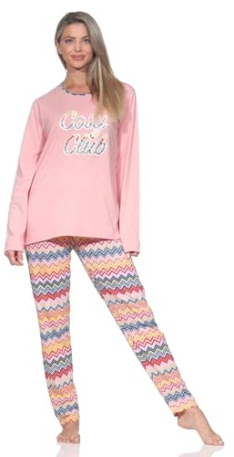 Normann Damen Langarm Schlafanzug Pyjama in wunderschönen Ethno Optik