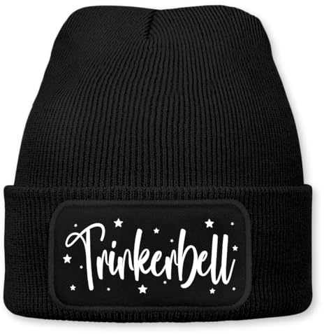 Prozente Momente Trinkerbell – lustige Wintermütze | Beanie für Damen & Herren, warm, elastisch & Unisex, Strickmütze mit Patch & Druck, perfekt für Après-Ski, Weihnachtsmarkt & Fasching