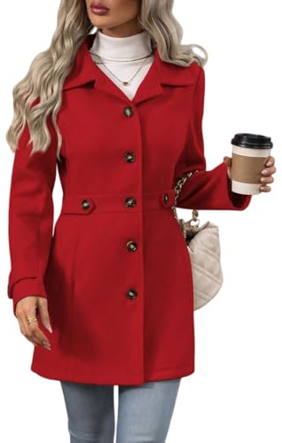LIUYUYOUGO Abrigos De Invierno Para Mujer Abrigo Largo De Lana Para Mujer Chaqueta Tipo Blazer Abrigo De Invierno De Lana Con Un Solo Botón Elegante Abrigo De Media Caña Con Solapas De Muesca Esti