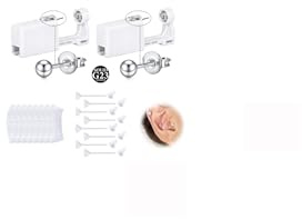 WillTen G23 Titan Piercing Stechen Set Gold Silber, 2Pack Ohrring Pistole mit vorinstallierten steckern, Ohrring Stechen für Ohrläppchen Ohrknorpel, Piercing Set mit Ohrmuschelüberzügen