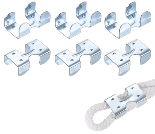 PATIKIL Heavy Duty Double Rope Loop Clamp, (6 Pcs), Carbon Steel Loop End Clip Rope End Buckle Retainer, Fits for - 15/32(12mm) to 9/16(14mm) Twisted/Braided Ropes