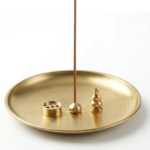 XLIUAX Räucherstäbchen Halter, 4-in-1 Metall Runden Räucherstäbchenhalter 9 Löcher Incense Holder Räuchergefäß Weihrauchbrenner für Räucherstäbchen Räucherkegel