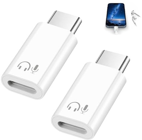 SEASJHBAY 2 Piezas Adaptador Lightning a USB C para iPhone 17/16/15, Adaptador de Audio Compatible con Auriculares y Micrófono, Convertidor Tipo C para iPad, Samsung Galaxy y Otros Dispositivos USB-C