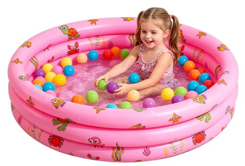 RNPKZ Piscina infantil para niños, 100 x 35 cm, piscina inflable, piscina redonda, piscina inflable para bebé, para casa, exterior, jardín, patio trasero, playa, balcón (rosa)