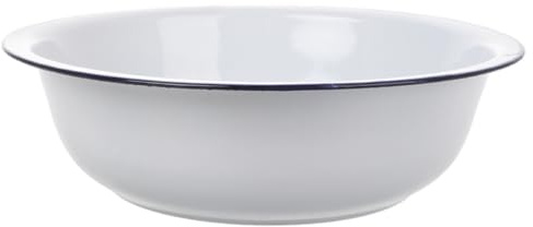 Palangana de Esmalte Vintage Grande, Cuenco Multifuncional Blanco | Lavar la Cara Ropa, Estilo Clásico Retro, Fácil de Limpiar, Uso Cocina