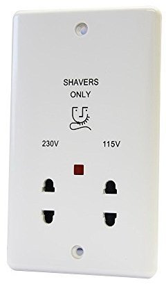 Dual Voltage 115-230V Shaver Socket White