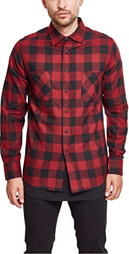 Urban classics chemise à carreaux en flanelle Large - black-burgundy