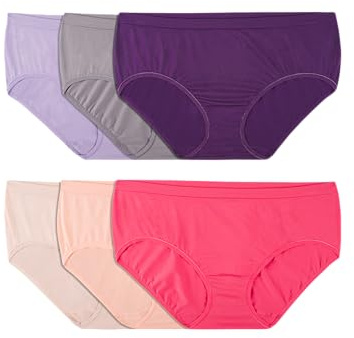 Fruit Of The Loom Women's 6 Pack Seamless Low-rise Brief, Assorted, Medium/6