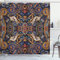 ABAKUHAUS Paisley Duschvorhang, Marokkanische Floret Antike, Stoffliches Gewebe Badezimmerdekorationsset mit Haken, 175 x 240 cm, Royal Blue Sand Braun