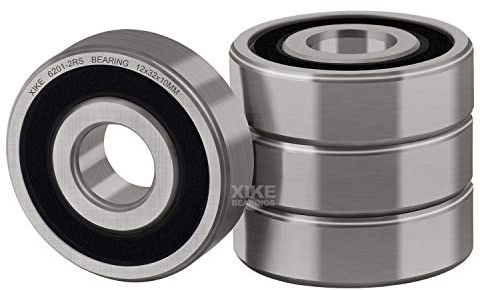 XiKe 4 Stück 6201-2RS Rillenkugellager 12x32x10mm Chromstahl und Vorgeschmiert, 6201RS Doppelt abgedichtetes Kugellager.