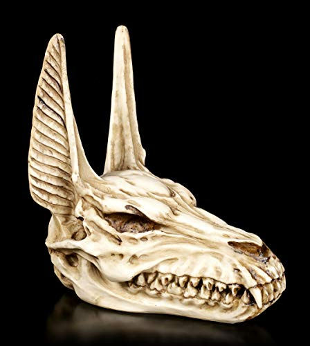 Figuren Shop GmbH Altägyptischer Fantasy Totenkopf - Anubis Gott der Totenriten | Gothic-Schädel Kopf-Skulptur H 17 cm