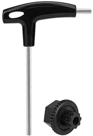 QKURT HollowTech Crank Removal Tool, Bike Crank Extractor T-Handle Hexagon Adjusting Cap Tool Crank Tool Compatible for HollowTech XT XTR R