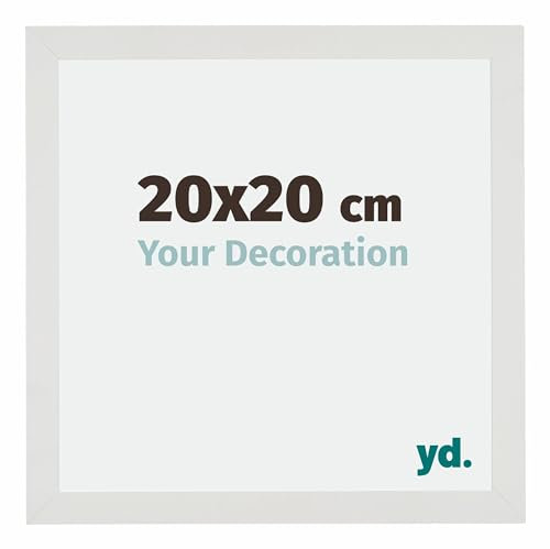 yd. Your Decoration - Cadre 20x20 cm - Cadres Photo en MDF Avec Verre acrylique - Anti-Reflet - Blanc Mat - Cadre Decoration Murale - Mura