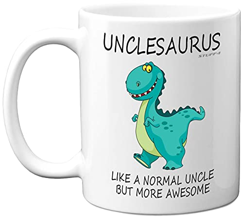 Unclesaurus Mug - Fathers Day Mug Gifts, Uncle Birthday, Christmas Dinosaur Gifts, 11oz Ceramic Dishwasher Safe Coffe Cup, Uncles from Nephew Niece, Cute Funny Made in UK