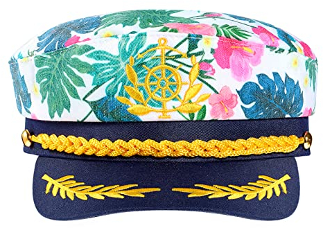 SOIMISS Yacht Hut Mütze Seemann Hüte Stickerei Matrosen Kapitänsmütze Marine Admiral Kostüm Mütze Für Damen Herren Erwachsene (Weiß)
