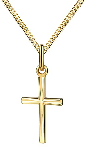 JEVELION Anhänger-Kreuz 333 Gold für Damen Kreuzanhänger mit reflektierender Struktur Kettenanhänger + Schmuck-Etui und Schmuckzertifikat