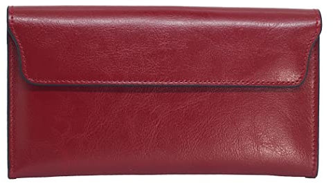 Portefeuille en cuir véritable pour homme et femme, cuir tanné végétal, porte-monnaie multicouche, fermeture éclair, fait main, Rouge Crimson, W10,5