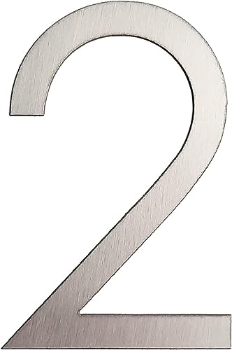 GUIZZO Creart - Numero Civico Esterno e Numeri Civici Esterni con Lettera in Acciaio Inox, Targa Personalizzata Made in Italy, Targhetta Personalizzata Porta Ingresso per Uso Esterno - 2, 6.7x10H cm