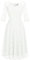 Dressystar Robe de Soirée Cocktail Femme Midi Dentelle Manche Longue sous Genou Robe de Mariage Invitée Col en V Glamour et Chic Blanc M