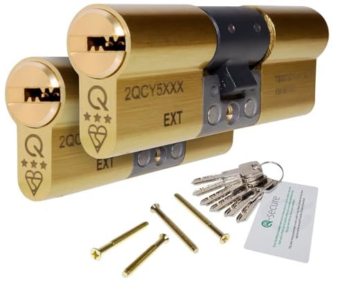 Brass, 45/50 (95mm) Pair of Orion TS007 3-Star Anti-Snap Euro Cylinder Lock Door Barrel