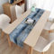 Highdi Tischläufer Modern Esszimmer, Abstrakt Retro Lang Tischläufer Pflegeleicht Waschbar Leinen Läufer für Esszimmer, Küche, Wohnzimmer, Urlaub, Esstischdekoration (33x150cm,Grau Blau)