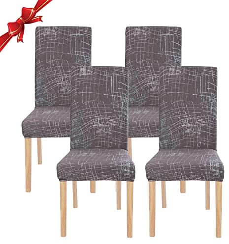 Jaotto Elastischer Stuhlbezug mit Rückenlehne, 4 Stück, Universal-Stuhlbezüge für Esszimmer, Küche, modern, waschbar, abnehmbar, Stuhlbezüge (Nordischer Stil, 4 Stück)