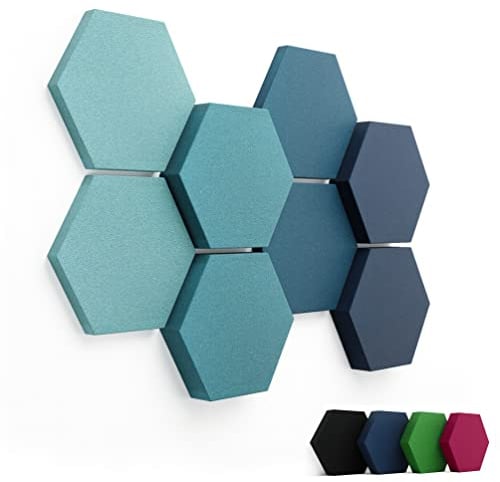 FENNEXT® Schallabsorber Akustikpaneele [8 Stk.] für spürbar reduzierte Geräusche I Modernes Akustikbild aus Hexagon Akustikplatten I Unbedenkliche Wand Paneele hergestellt in der EU I 3D Panels