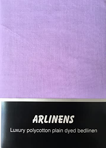 Flat Sheet Plain Dyed Polycotton Bedsheet Super Soft Easy-Care Bedlinen Non-iron Flat Sheets/Top Sheets in Single-Double-King-Super king (Lilac, King)
