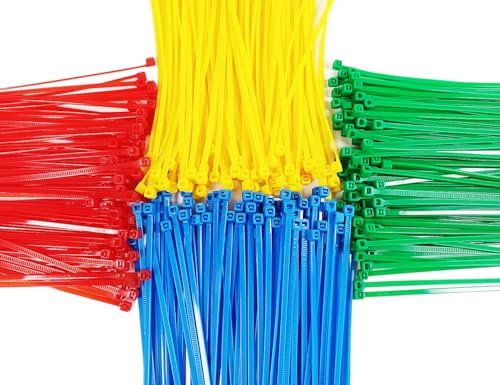 400PCS Colored Zip Ties 4 Inch Cable Ties, 4/6/8 Inch Zipties Optional, Red Yellow Green Blue Small Zip Ties Set - 4 Inch