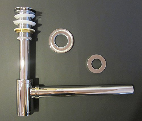 Nero Ablaufgarnitur Siphon Komplettset für Aufsatz Waschbecken in chrom schwarz gold roségold Messing weiß (Messing verchromt)