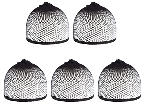 5 Stück Perücke Kappen Caps Haarnetz Dehnbare Haarnetz Nylon Wig Cap Perücke Kappen Perückenkappe Set Perückennetz Unterziehhaube Dehnbare Elastische Atmungsaktive Schwarz