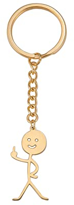 Dreamtimes Lustiges Skelett Smiley kleiner Mann Gebärdensprache Schlüsselanhänger Nette Trend Tasche Auto Schlüssel Anhänger Paar Geschenk Schlüsselanhänger (Gold-1)