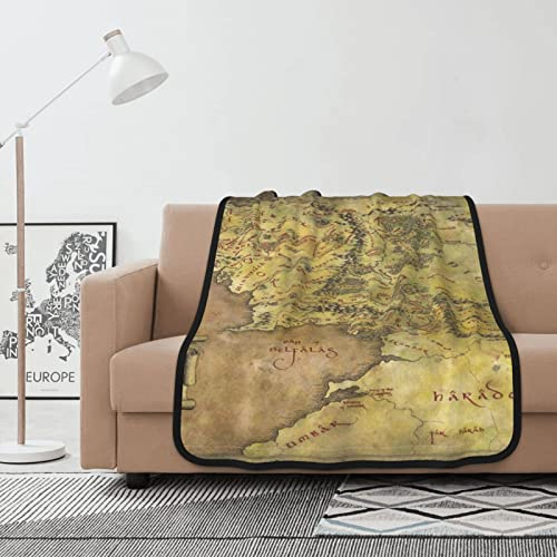 Mittelerde Karte Druck Decke doppelseitige Flanelldecke super weich bequem warm Überwurfdecke für Couch Sofa Bett 101,6 x 127 cm