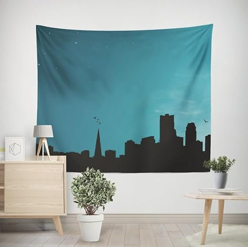 EHOMERY Wandteppich Uni Wanddecke Tumblr Stadt Wandbehang für Outdoor Tapisserie türvorhang Wohnzimmer Schlafzimmer Wandbehang Dekoration 200x200cm