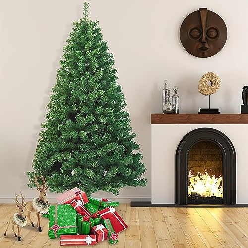 Jopassy Árbol de Navidad artificial de 180 cm, plástico, 650 puntas, sistema de paraguas plegable, resistente al fuego, incluye soporte de metal, color verde