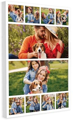 MAX SOLUTIONS Customised Collage Canvas Wall Art Home Decor Personalised Gifts Multi Photo Custom Print Family Portrait Anniversary Keepsake (20''x30'', Design 8)
