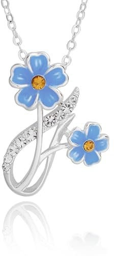 Equilibrium Forget Me Not Elegant Silver Plated Pendant Necklace