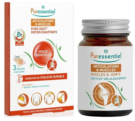 Puressentiel - Kit du Sportif - Patchs Chauffants aux 14 Huiles Essentielles + SOS Flex Gélule - Made in France