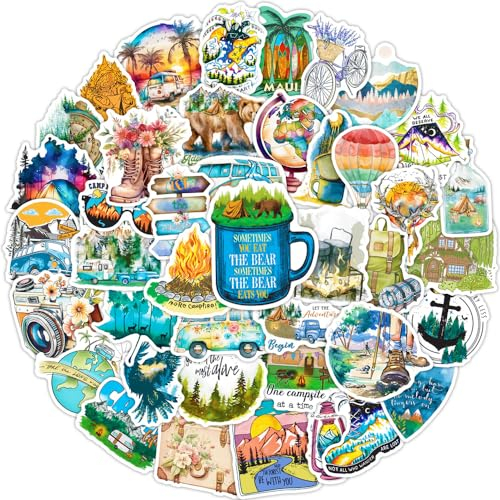 50Pcs Outdoor Stickers Laptop Car Scrapbook Phone Skateboard Suitcase Luggage Bike Outdoor Stickers Vinyl Waterproof Aesthetic Personalised Stickers for Teens Boys Girls Adults Children