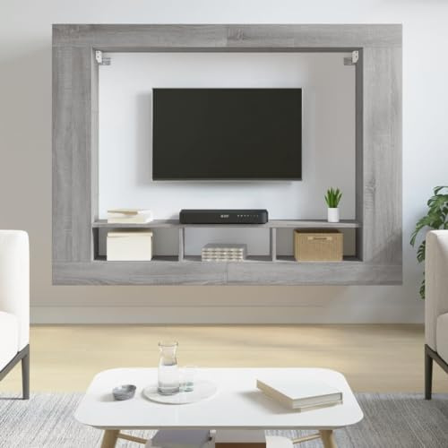 Festnight Mueble TV de Pared Suspendido Consola Flotante Colgante para Salón, Gris Sonoma 152x22x113 cm