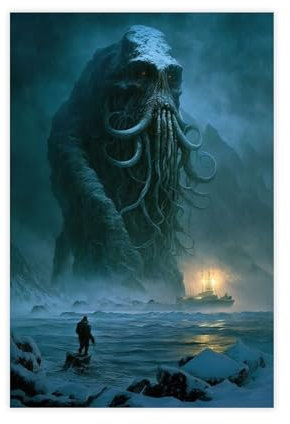 AAVEDA Cthulhu Leinwand-Poster, Wandkunst, Dekordruck, Bild, Gemälde für Wohnzimmer, Schlafzimmer, Dekoration, ungerahmt, 30 x 45 cm