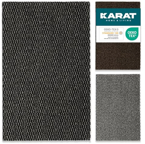 KARAT Fußmatte Aussen & Innen, Schmutzfangmatte 120x200cm Schwarz-grau für Haustür & Outdoor Schmutzfangläufer nach Maß, Schmutzfangteppich Meterware, Türmatte waschbar & rutschfest Melange