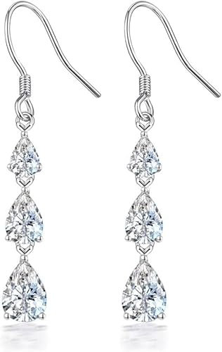 GW Silber Ohrringe Damen 925 Hängend Zirkon Schmuck Ohringe Aus 925 Sterling Silber Geschenke für Frauen Mama Frauen Beste Freundin Geburtstag