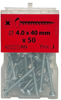 50 vis agglo 4 x 40mm tête ronde Pozidriv zingué - Viswood