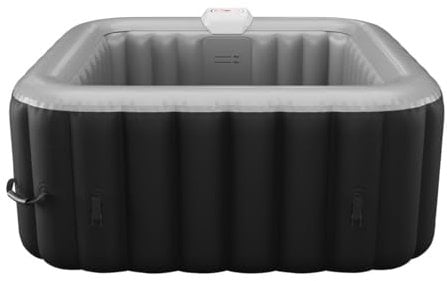 Vente-unique - Spa Gonflable carré 4 Places - L154 x P154 x H65 cm - 120 Buses d'air - Noir et Gris - B-Cosy II